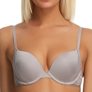 NWT 36 DD Apt. 9 Gray Lace Trim Push Up Bra